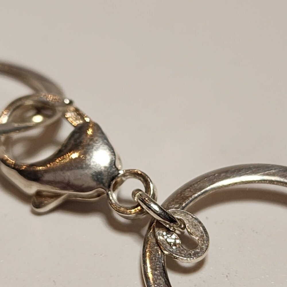 925 Silver Long Geometric Statement Necklace - Picture 7 of 7